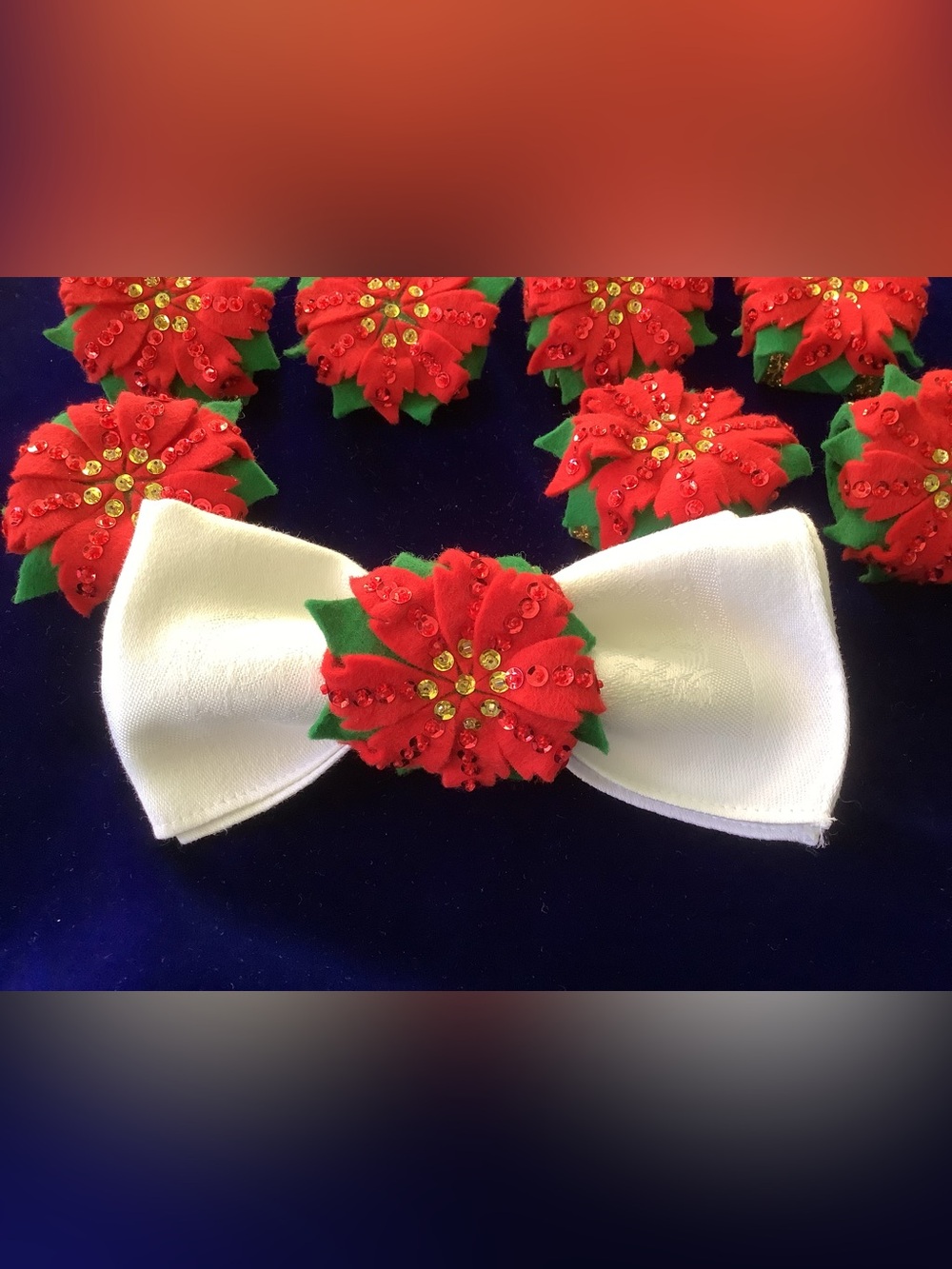 Red Poinsettia Handmade Napkin Ring - Set of 16